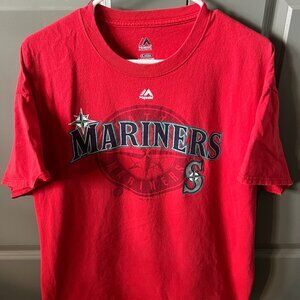 Mariners Majestic Red Vintage Tee Shirt Youth XL